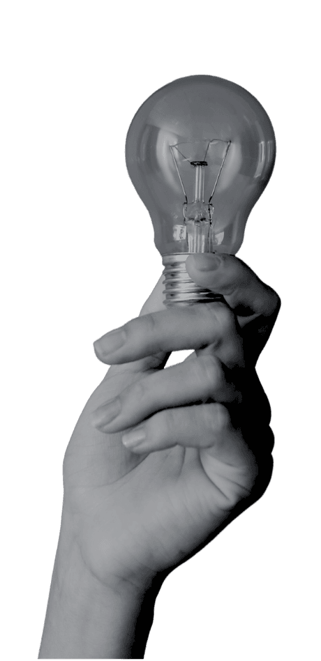 Hand holding a lightbulb